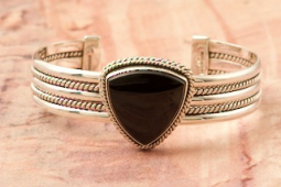 Artie Yellowhorse Genuine Black Onyx Sterling Silver Native American Bracelet